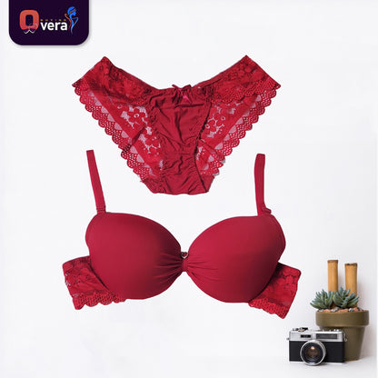 Premium-Quality Bra with Panty Set and for Girls Padded Form single Pushup Bra