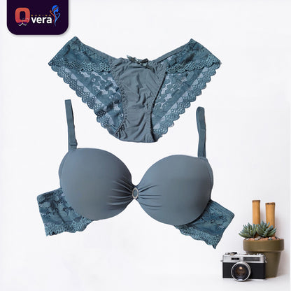 Premium-Quality Bra with Panty Set and for Girls Padded Form single Pushup Bra