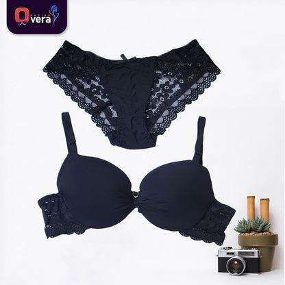 Premium-Quality Bra with Panty Set and for Girls Padded Form single Pushup Bra